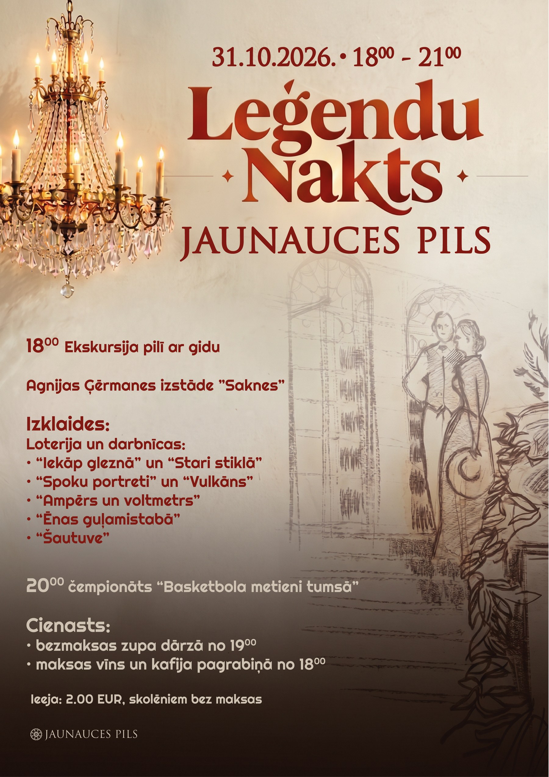 Leģendu nakts 2026 Jaunauces pilī – pasākuma plakāts